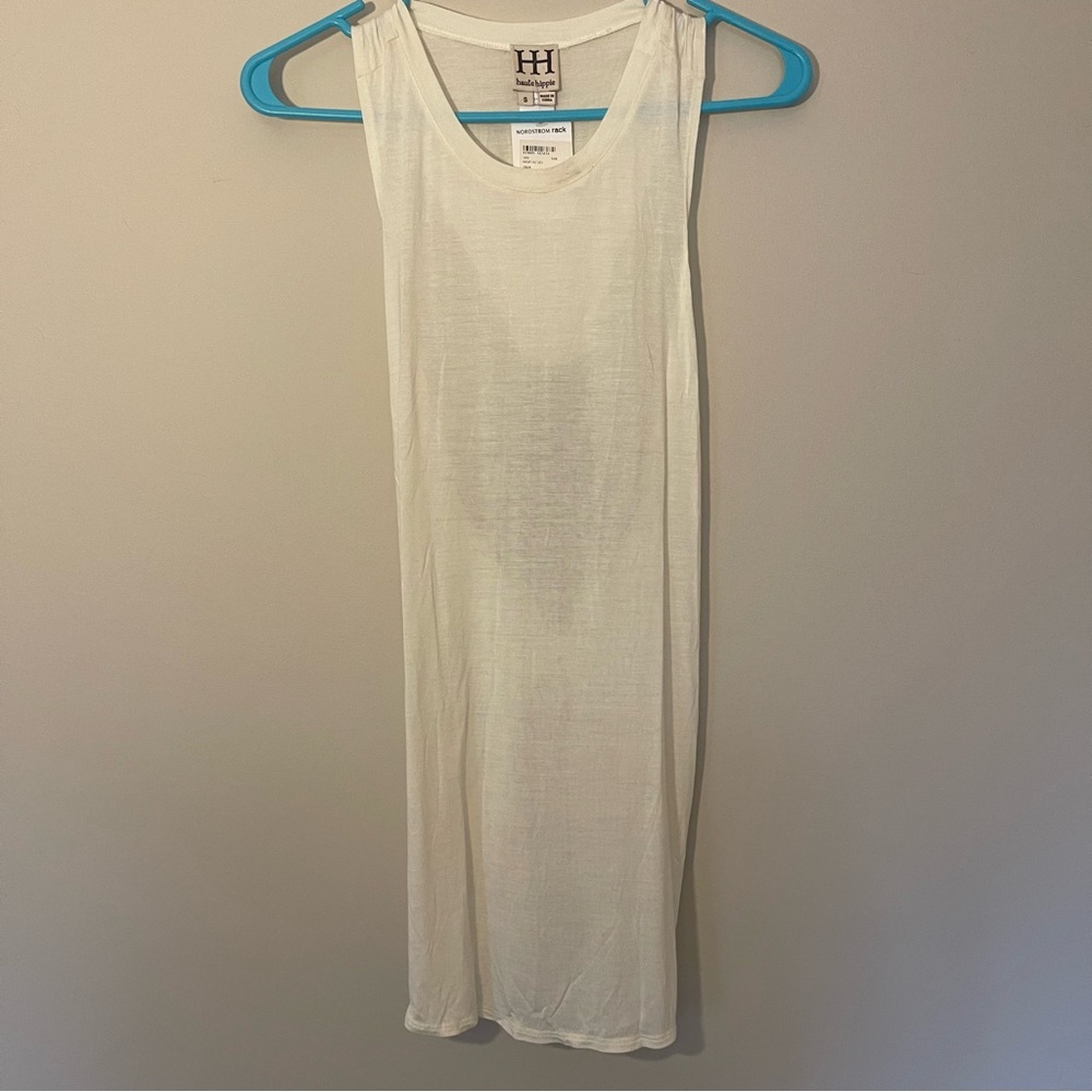 Haute Hippie Off White Tank Top with chain back detail Women’s small NEW